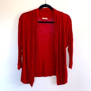 Red cardigan